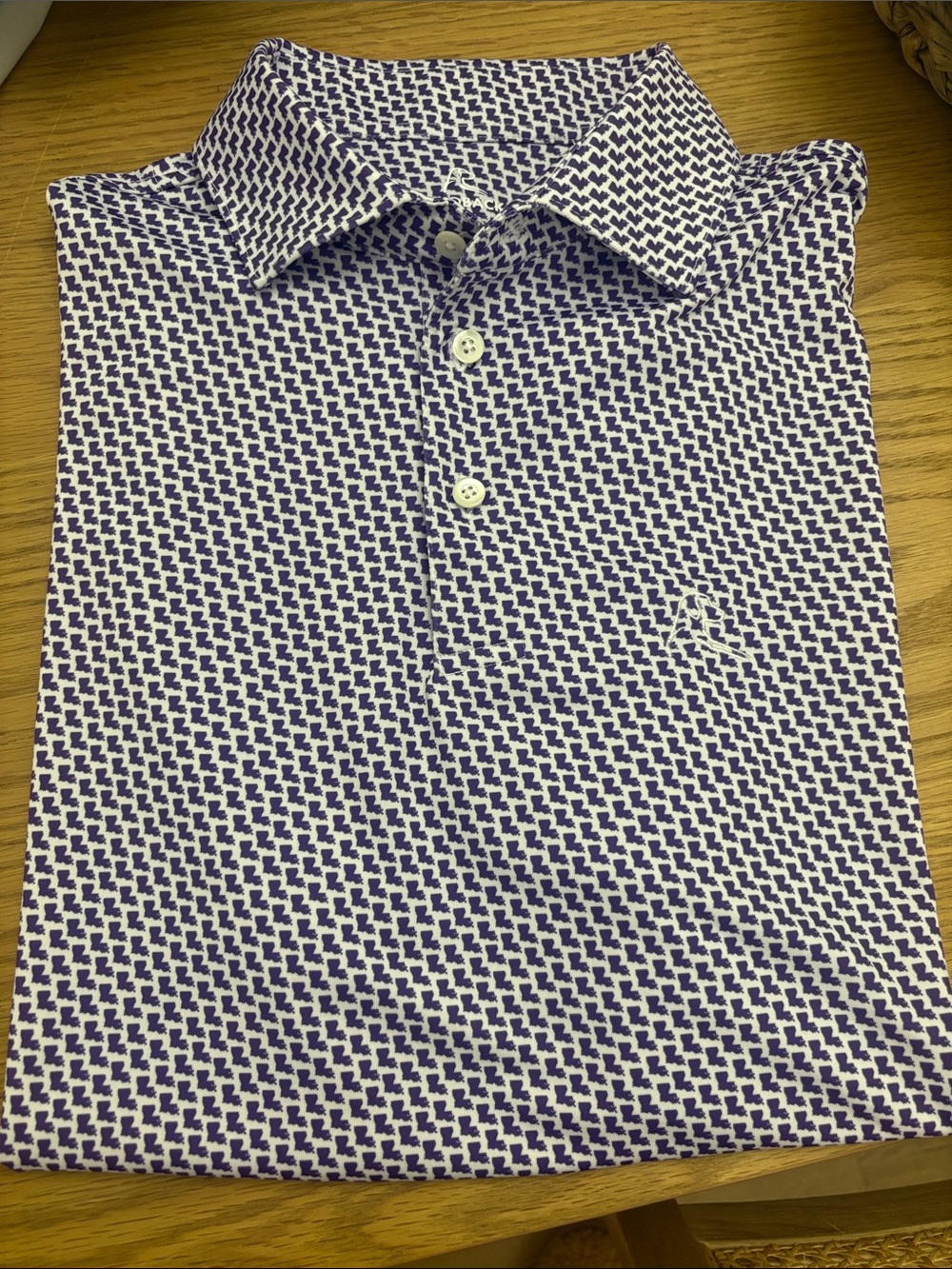 Rhoback Men's Patterned Polo Shirt - Purple/White Louisiana